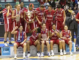 Het team dat de EuroCup Women in 2005 won.