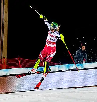 Liensberger tijdens de Wereldbeker Alpineskieën 2019 (Stockholm)