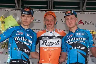 Podium: Wout van Aert - Taco van der Hoorn - Tim Merlier