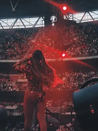 Byoncé treedt op in het Wembleystadion in Londen tijdens The Formation World Tour (3 juli 2016)