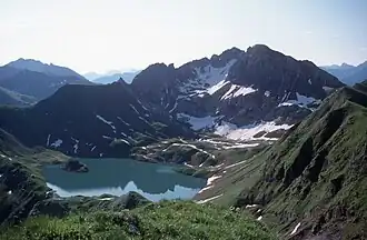 De Kälbelespitze en Kastenkop bij de Schrecksee