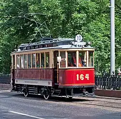 Motorwagen van het F-Type. Deze trams hadden 2 eenassige onderstellen.