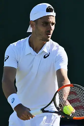 Fabbiano tijdens Wimbledon, 2018