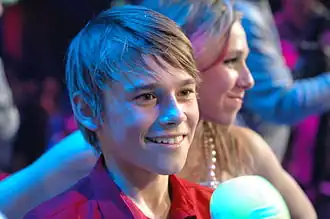 Fabian tijdens het Junior Eurovisiesongfestival 2012