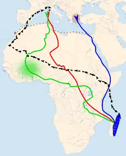 Trekroutes en pleisterplaatsen van Eleonara's valk