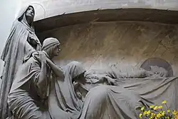 De grafbeelden in Genua vanuit een ander perspectief dan de hoesfoto.