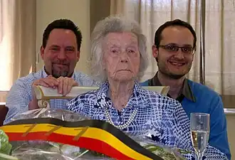 Fanny Godin op haar 111e verjaardag