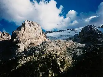 De Marmolada vanaf de Fedaiapas