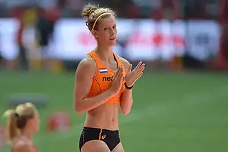 Femke Pluim tijdens de WK van 2015, Peking