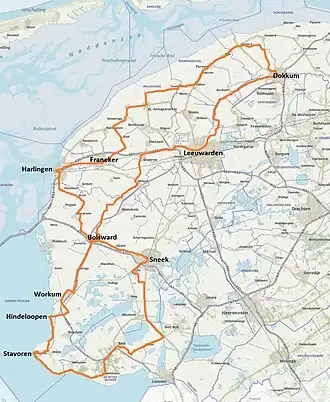 Routekaart Fietselfstedentocht