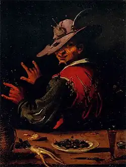 Slakkenventer in Italie, eerste helft 17e eeuw. Schilderij van Filippo Napoletano