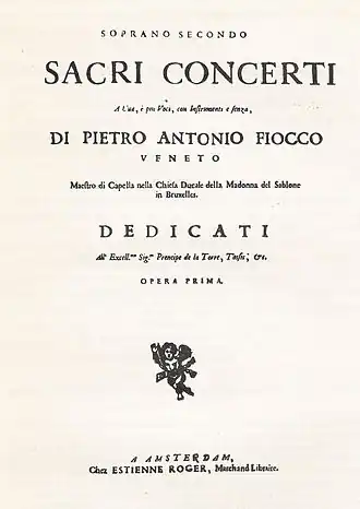 Titelpagina van de sopraanpartituur Concerti sacri