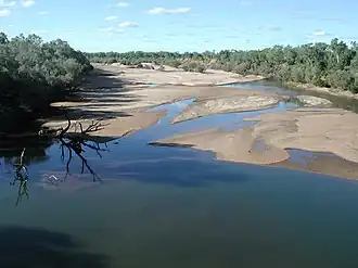 Fitzroy River vanaf de brug van Fitzroy Crossing