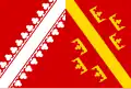 De officiële vlag van de Elzas 1949-2008, die de twee departementen Haut-Rhin en Bas-Rhin vertegenwoordigt