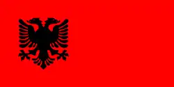 Vlag van de Republiek of Kosova, een zelfverklaarde staat in 1992 op het grondgebied van de provincie Kosovo en Metohija (Servië)