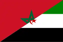 De vlaggen van Marokko en de Westelijke Sahara.