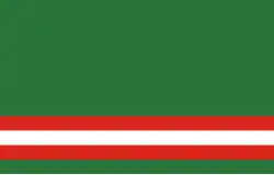 alt=Vlag van de pro-Russische oppositie in Tsjetsjenië, daarna de vlag van de Tsjetsjeense Republiek tot 2004