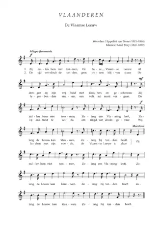 Tekst en melodie van het volkslied