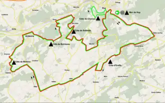 Routekaart van de Waalse Pijl 2016