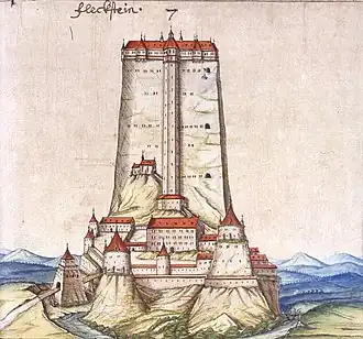 Tekening van het kasteel uit 1589