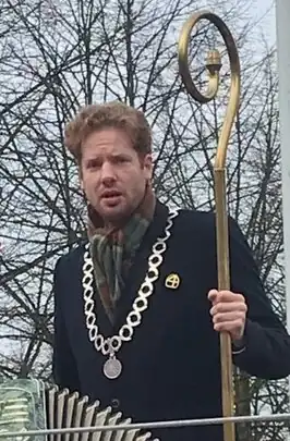 Floor Vermeulen tijdens de intocht van Sinterklaas in Wageningen in 2021