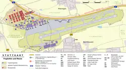 Luchthaven en beurscomplex met luchthaventunnel, Flughafenkurve Stuttgart en S-Bahn-lijn