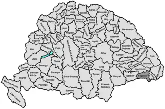 Ligging van het comitaat Fogaras binnen Hongarije