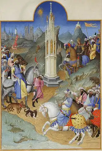 Een miniatuur met ruiters