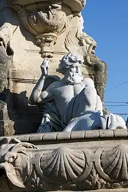 Neptunus (1866), onderdeel van de Fontein Charles de Brouckère