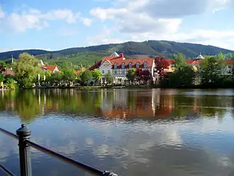 Forelvijver met hotel