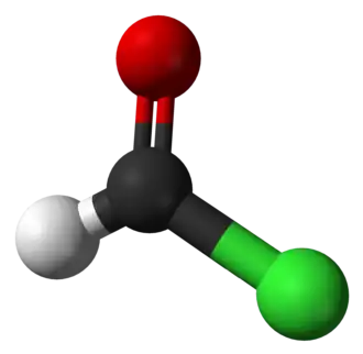 Molecuulmodel van formylchloride