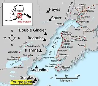 Kaart van Schiereiland Kenai