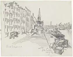 Tekening 'Oud Entrepotdok' (14 juli 1939) door Fré Cohen