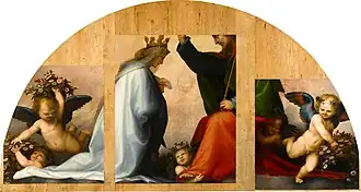 Fragmenten van de lunet met De kroning van Maria, geschilderd door Mariotto Albertinelli