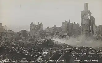 Uitzicht op Strandgatens na de brand