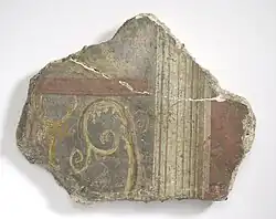 Fragment van een muurschildering op kalkmortel