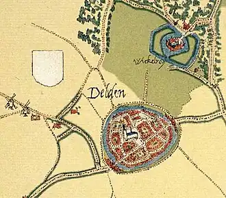 Delden rond 1557, door Jacob van Deventer