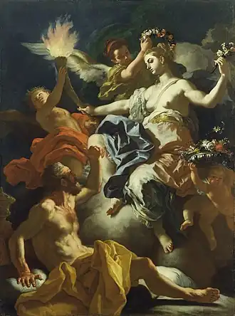 Aurora neemt afscheid van Tithonus, Francesco Solimena, 1704, J. Paul Getty Museum