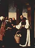 'De Barmhartigheid van Fra Martin de Vizcaya' (1639) door Francisco de Zurbarán in de sacristie