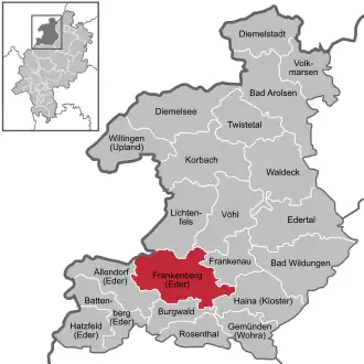 Kaart van Frankenberg (Eder)