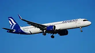 Een Airbus A321neo van Aegean Airlines