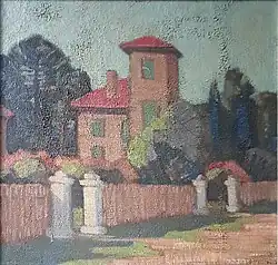 Franse villa, 38x38cm, olieverf op hardboard, 1958