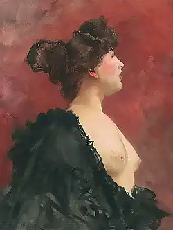 Vrouw met ontblote boezem