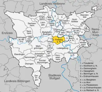 Kaart van Freiberg am Neckar