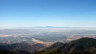 San Bernardino Valley gezien vanuit de San Bernardino Mountains, kijkend naar het zuiden.