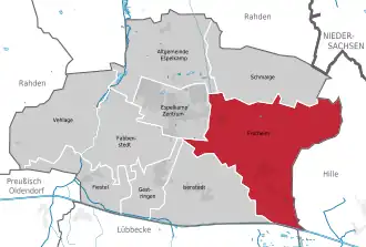 Situering van Frotheim in de gemeente Espelkamp