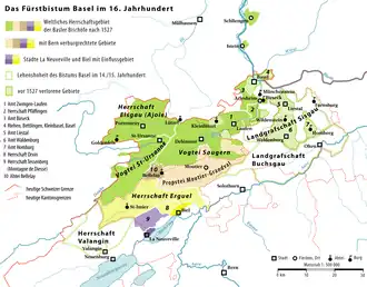 Wereldlijk gebied van de bisschoppen van Bazel in de 16e eeuw