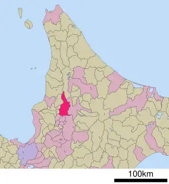 Situering van Fukagawa in de prefectuur Hokkaido