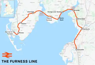 Furness line op de kaart