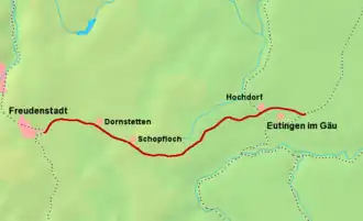 Spoorlijn Eutingen im Gäu - Freudenstadt op de kaart